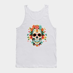 Skull and flowers Tank Top